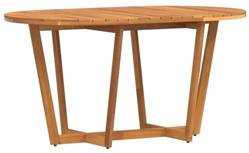 Mhdvray 150x90cm Akazienholz Gartentisch Kreuzfuß Balkon Terrasse Oval Öl-Finish Höhenausgleich