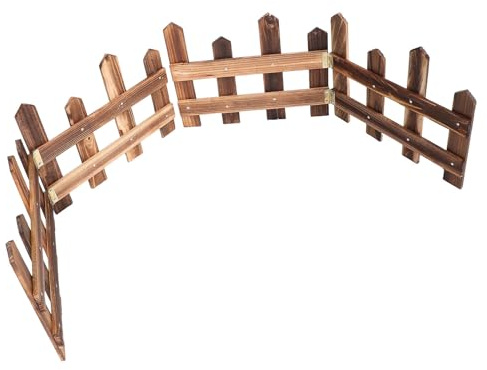 Abaodam Valla Navideña de Madera Carbonizada 20-25 Cm de Altura X 1,2 M de Largo, Protector para Árbol de Navidad contra Gatos, Valla Desmontable para Jardín y Decoración Exterior