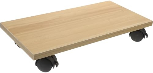 Abaodam Soporte de Madera para CPU Ruedas para Ordenador Portátil, Base Móvil Color Nogal Claro Adecuado para Estudio, Oficina y Espacio de Trabajo