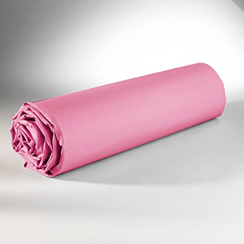 Maison & Marques Drap Housse 160 x 200 cm 100% Coton - Rose