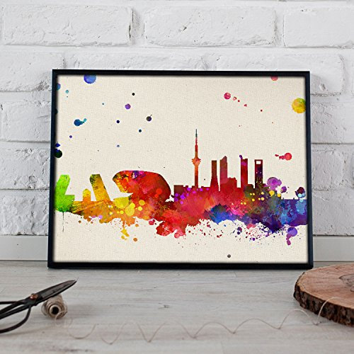 Nacnic Poster von Stadt Madrid. Horizont Design der spanischen Städte im Aquarell Stil. Größe A3.
