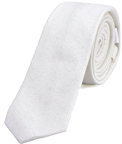 DonDon Herren Krawatte 6 cm Baumwolle weiß-elfenbein
