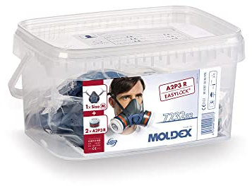 Moldex 723202 Serie 7000 TPE Halbmasken mit 2 x A2P3 R Kombifilter und Aufbewahrungseimer, Gr. M