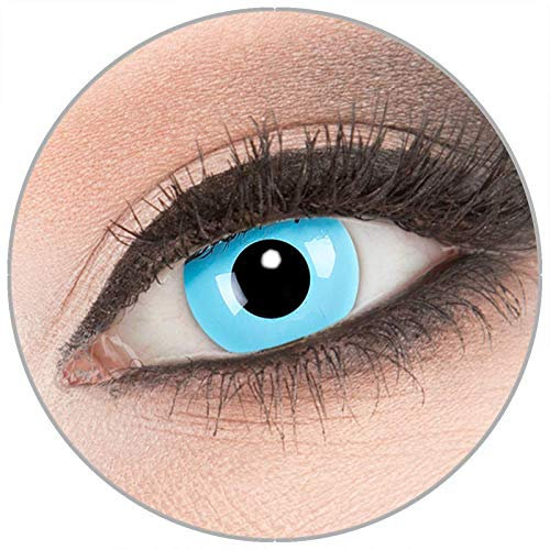 Farbige 'Sky Angel' Kontaktlinsen von 'Evil Lens' zu Fasching Karneval Halloween 1 Paar blaue Crazy Fun Kontaktlinsen mit Behälter ohne Stärke
