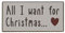 IB Laursen Zauberhaftes Magnet Kühlschrankmagnet Schild All I Want for Christmas... Santa Bild Metallschild