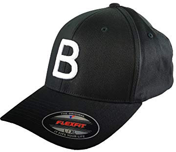 GIDUTEX Flexfit Original Schwarze Basecap Baseball Cap Wooly Combed Mütze inkl. Initial Buchstaben in 3D Stick weiß (S/M, B)