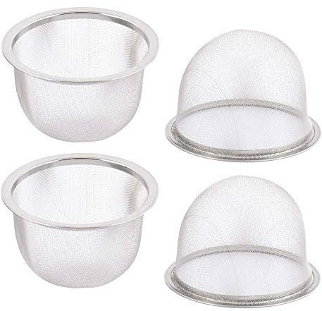 TINGB 4pcs Tamis Rond en Acier Inoxydable Tamis Feuille de thé épices Filtre à théière passoires diamètre 80mm