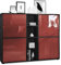 Vladon Highboard Cuba V3, Made in Germany, Schwarz matt/Bordeaux Hochglanz - Moderne Anrichte mit 12 Fächern (130,5 x 105,5 x 35,5 cm)