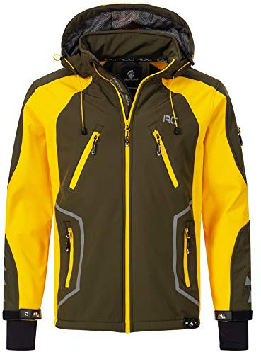Rock Creek Herren Softshell Jacke Outdoor Jacke Windbreaker Übergangsjacke Anorak Kapuze Regenjacke Winterjacke Herrenjacke Jacket H-230 Dunkelgrün 4XL