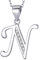 MASADA 925 Silber Buchstaben-Halskette - Initialen-Anhänger mit Zirkonia-Steinen - Buchstabe N - 46 cm Kette mit Samtbeutel
