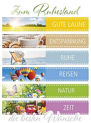 KE - Premium Ruhestand Karte, Blanko Karte ohne Innentext, Hochwertige Karte in Folie, DIN A6 Format, Inklusive Umschlag, Motiv: Filmstreifen