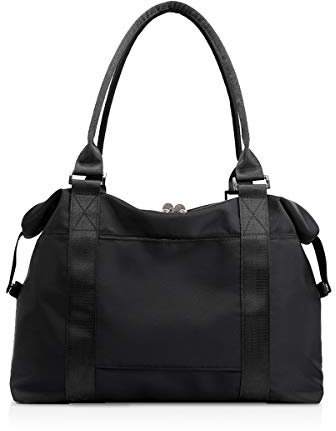 NICOLE & DORIS wasserdichte Reisetasche für Damen Seesack Wochenendtasche Handgepäcktasche Leichte Sporttasche Unisex Gym Tasche Schwarz