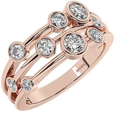 Bague demi-éternité en or rose 18 carats sertie de diamants ronds brillants de 1 carat