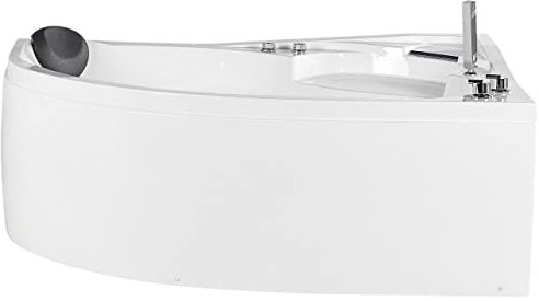 Baignoire Balnéo d'Angle à Gauche en Acrylique avec Fonction Hydromassage et Éclairage LED Votre Bain à Remous et SPA à Domicile Beliani