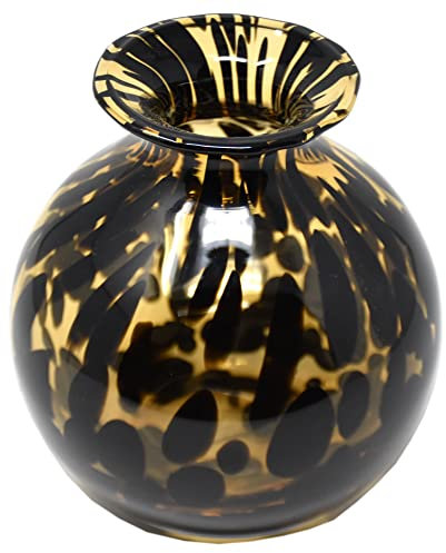 Vase -Tigre- Glas 15x13cm braun Dekoration Tischdeko