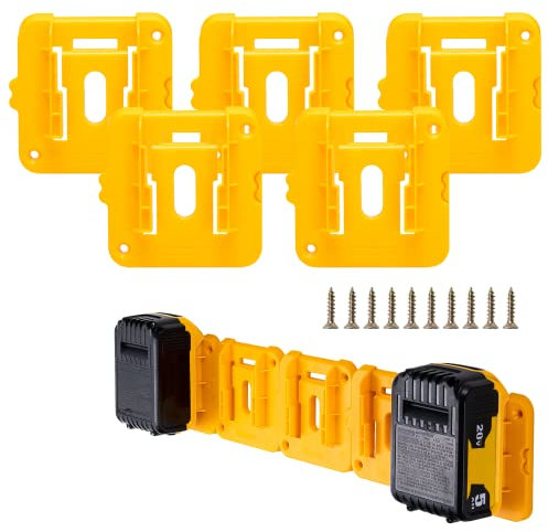 5 Pack Rozlchar Battery Holder Compatible for Dewalt 20V Battery Mounts Dock Holder Fit for DCB200 DCB201 DCB202 DCB203 DCB204(w/10 screws, No Battery)
