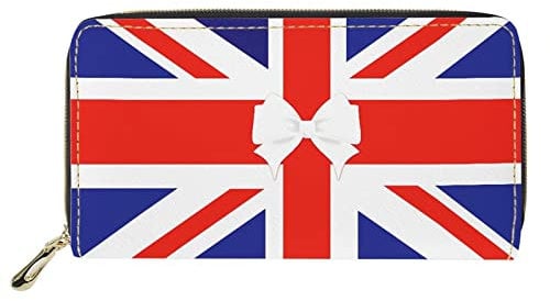 HELLHERO Damen Herren Geldbörsen Leder Geldbörse für Reisen Täglich, Union Jack Design, M, Casual