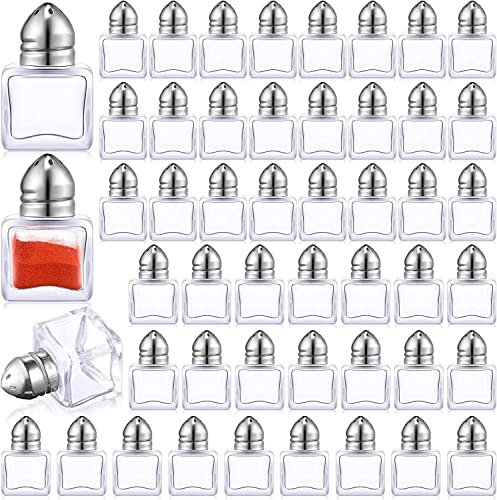 Juego de 50 pimenteros de viaje, mini coctelera de especias de cristal, pequeña coctelera de condimento transparente para restaurante, hogar, cocina, mesa