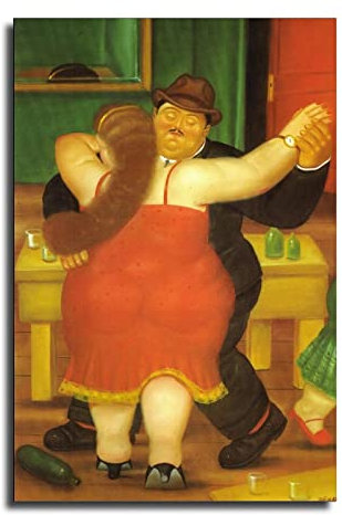 39+ Fernando Botero Wandkunst, Malerei, Paar, tanzend, von Fernando Botero Naïve Art Surrealist Poster, dekoratives Gemälde, Leinwand, Wandkunst, Wohnzimmer, Poster, 30 x 45 cm