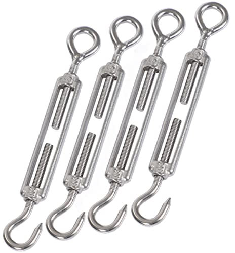 HOUSON 4 Stück M4 Edelstahl Spannschlösser Draht Spanner, verstellbar Spannschloss Haken und Öse für Rankhilfe Edelstahl Seilsystem,Gartendraht,Zaunspanner (M4 OC)
