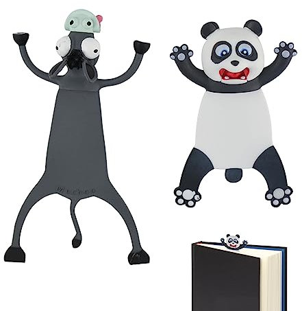 2 PCS Lesezeichen Lustig, Lesezeichen Kinder, niedliche Tier Lesezeichen, Lesezeichen 3D, Cartoon Buch Markierungen Geschenke Lesezeichen für Kinder, Studenten, Bürobedarf (Esel für Panda)