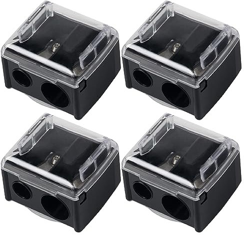 RGZD 4 pcs Spitzer Kosmetikstifte - Tragbare Dual Anspitzer Kosmetikspitzer, Schwarz Make up Anspitzer Kosmetikspitzer Makeup Sharpener Anspitzer für Augenbrauenstift/Lipliner/Eyeliner Bleistift