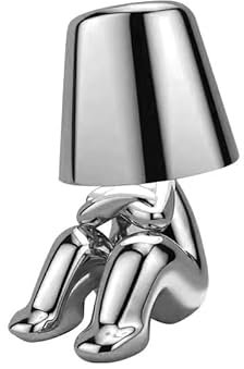 Luxus Bins Brother Tischlampe - Silber - Mr Which - Goldmännchen - Dekoratives Accessoire - Wohnzimmerdekoration - Schlafzimmerdekoration - Tischdekoration - Dekorative Tischlampe - Wohnaccessoire
