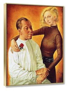 JZSDGB Otto Dix Berühmte Gemälde Kunstdruck Bild auf Leinwand-'ohne Titel7'Reproduktion Poster Giclée auf Leinwand Drucken-Leinwandbilder für Heimdekoration 50x70cm(20x28in) Goldrahmen