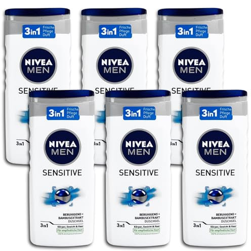 6 er Pack NIVEA MEN Sensitive Duschgel Shower Gel 6 x 250 ml