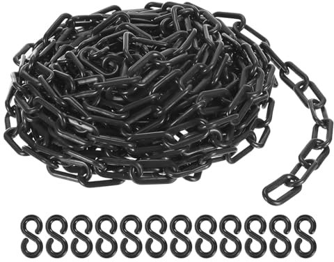 PATIKIL 15m Absperrkette Kunststoff mit 12 Kettenglieder Warnkette Plastikkette Sicherheitskette Plastik Dekorationskette von Flächen stabil für Absperrung, Schwarz