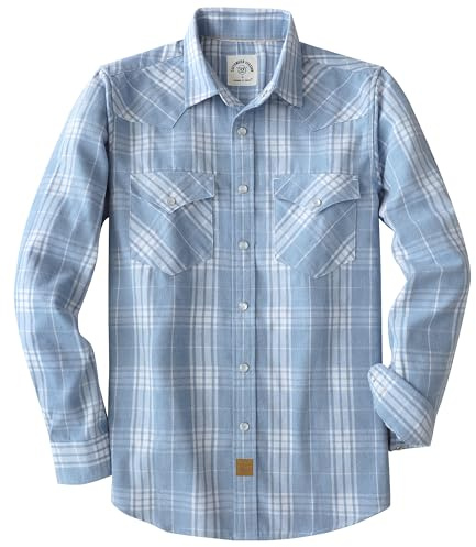 Dubinik® 6 oz Chemise Flanelle Homme Manches Longues Fermeture à Pression | Vintage, Western, Cowboy, Casual, Coton Respirant, Tissu Pré-rétréci, Lavable Machine, Deux Poches Rabat, Bucheron