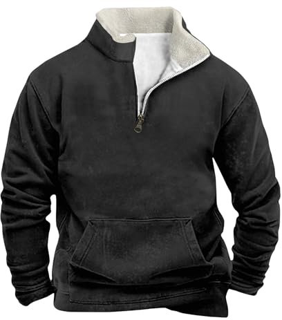 KONG JIMFAN and Pullover Herren Hoodie T-Shirt Tops Für Hoodie Herren Herry Jagdbekleidung Herren Westernhemd Fleece Pullover Herren Hochzeitsanzug Blau Strickjacke Herren(Black,XXL)
