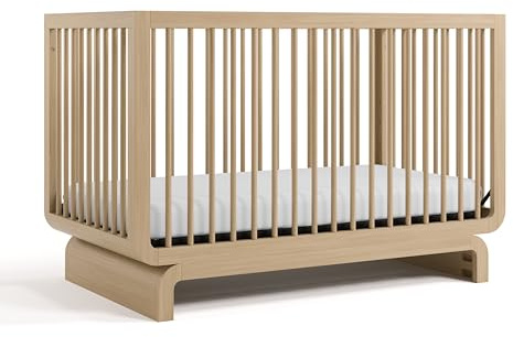 Storkcraft Santorini 5-in-1 Convertible Crib with Toddler Guardrail – GREENGUARD Gold Certified, Conversion Kit Included, 100% Solid Wood, Fits Standard Crib Mattress (Driftwood)