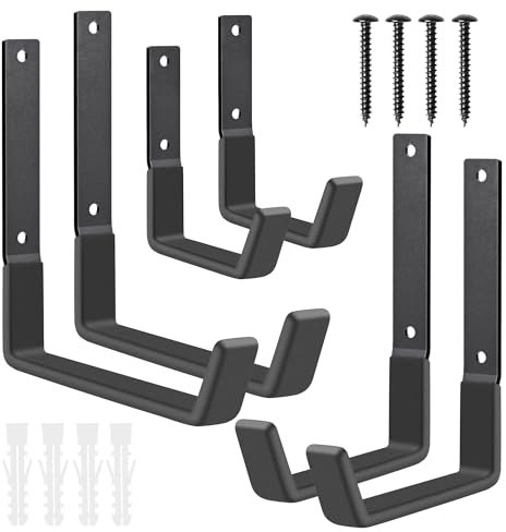 Heevir Robuste Haken für Garage, Aufbewahrung, Wandhalterung, Stahlhaken, Gartenwerkzeugaufhänger, Garagen-Organizer für Werkzeug, Leiter, Klappstuhl, Schlauch, Seile, Fahrrad usw. (2 S, 2 M, 2 L)