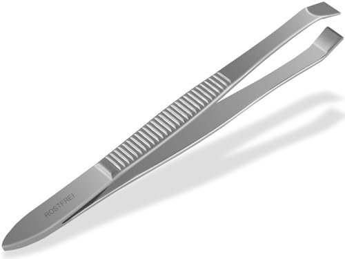 Pince à épiler les sourcils pour une épilation précise Pince à épiler les poils du visage, droite, large et coudée, 8 cm, en acier inoxydable