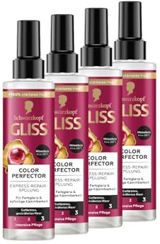 Gliss Kur Gliss Express-Repair-Spülung Colour Perfector (4x 200 ml), Haarspülung für getöntes, gesträhntes oder gefärbtes Haar, Hitzeschutz bis zu 230 °C