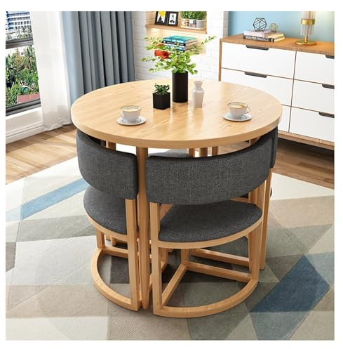 Esstisch mit 4 Stühlen, Büro, Essgruppe, Konferenztische, Bistro-Set Sitzgruppe, platzsparend, Esszimmerstühle mit Esstisch für Esszimmer Küche Wohnzimmer Balkon Kaffee Seminar Besprechungsraum ( Colo