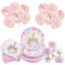 Unicorn Party Plates Cups And Napkins Pink Birthday Party Decorations For Girls, Disposable Tableware Paper Plates And Napkins Cups Sets Kids' Unicorn Balloons Pink Birthday Paper Plates
