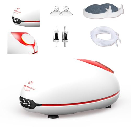 AQUASMITH 5w Ultra Quiet Aquarium Air Pump, Aquarium Aerator Adjustable Airflow, Single Hole Suitable for 100 to 160 GPH Fish Tank