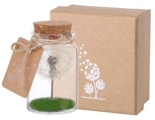 JIZZU Verdadero Diente de León en un Frasco, Regalo Amiga Original con Luz | Cumpleaños Día San Valentín Boda Día Madre Regalos Navidad