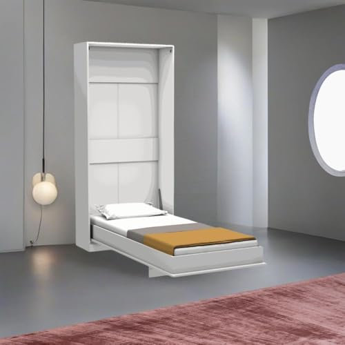 Toscohome Letto singolo a scomparsa colore bianco 104x221H cm - Happy
