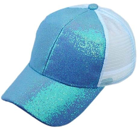 Which Hat Caps Snapback Mädchen Pferdeschwanz Unordentlicher Glänzender Dutt Frauen Hut Kappe Pailletten Sonnenkappen Tn Vols Hut 47, blau, Einheitsgröße
