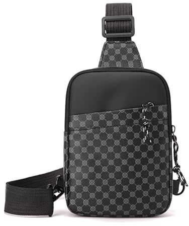 Long Keeper Kunstleder Sling Bag Brusttasche, Klein Umhängetasche Damen Herren Schultertasche Sling Tasche Wasserdicht Schulter Handytasche Für Reisen Outdoor (Grau #3)