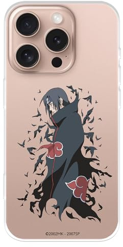 Schutzhülle kompatibel mit iPhone 16 Pro, offizielles Naruto-Charakter Itachi, zum Schutz Ihres Handys, transparent, flexibel, mit offizieller Naruto-Lizenz