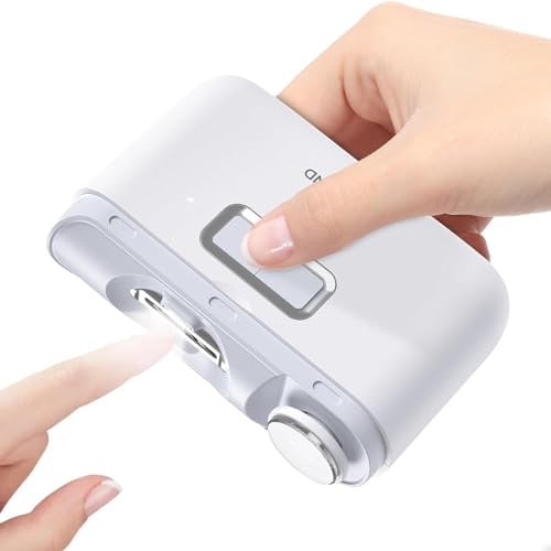 Electric Nail Clippers, Automatic Nails Blanking Sanding Polisher 2 in 1, Portable Nail File, Fingernail Cutter with LED Light, No Noise, One Key Operation, Safety Fingernail Trimmer for Baby