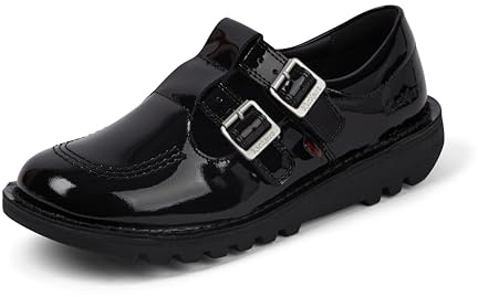 Kickers Women's Kick T Bar Double Leather Shoes, Black, 4 UK