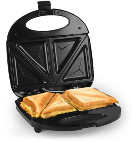 SUPERLEX Sandwichera 750 W, sandwichera para tartas, 2 rebanadas con revestimiento antiadherente, horneado de doble cara a temperatura constante, libre de BPA