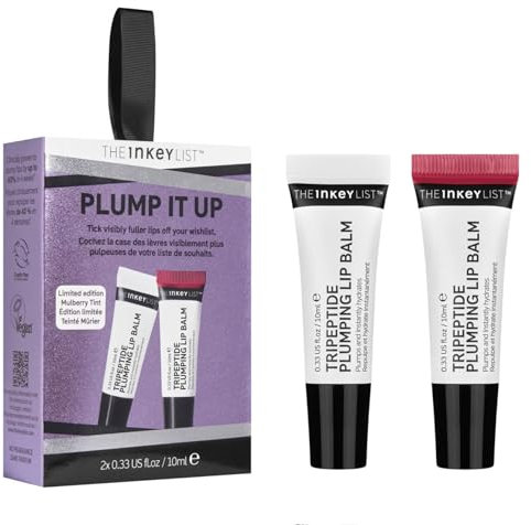 The INKEY List Plump It Up 20ml, Tripeptide Lip Balm Duo Set, Clinically Proven Plumping Tinted Lip Care, Hydrates Dry Cracked Lips, Vegan & Cruelty Free