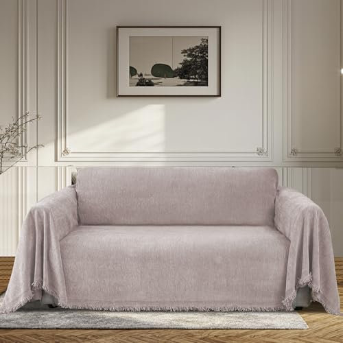 BellaHills Wasserdicht Chenille Sofabezug 1/2/3 Sitzer, Couch Überzug Ecksofa Sofa Überzug l Form Sofaschutz Sofadecke rutschfest Sofaüberwurf für Wohnzimmer (Kamel, 180x260cm)