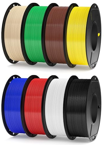 ELEGOO 250g Rapid PETG Filament Bundle 1.75mm, 8 Colours High Speed 600mm/s 3D Printer Filaments Dimensional Accuracy +/- 0.02mm, 8 Pack 250g Spool Black/White/Red/Blue/Yellow/Green/Beige/Brown